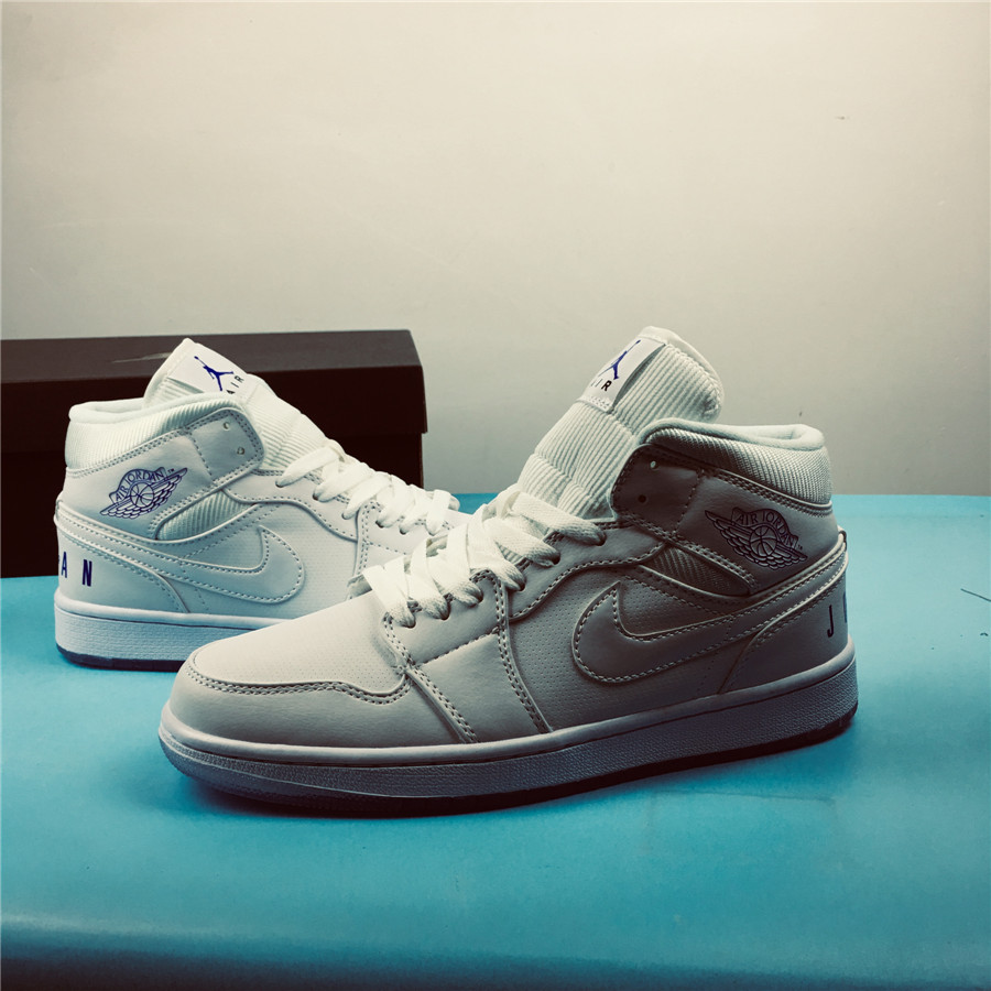 Air Jordan 1 Mid Premium All White Shoes